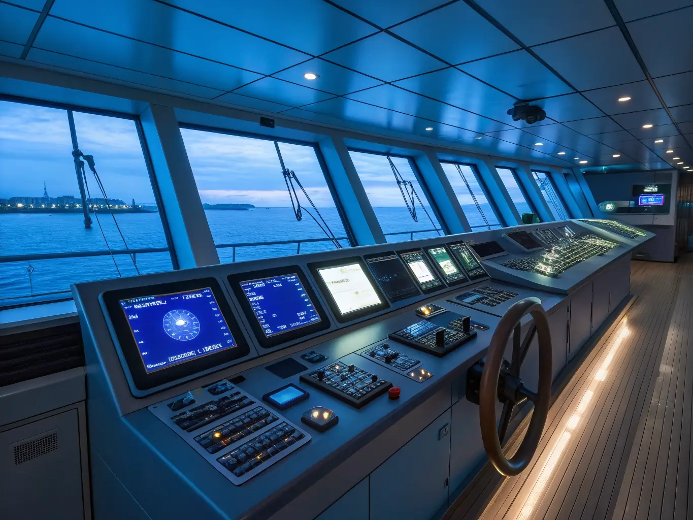 Marine automation and control systems panel on ship